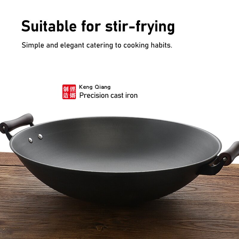 Wok Set Manufacturer - OEM/ODM High Quality Chinese Large Round Cast Iron Uncoated