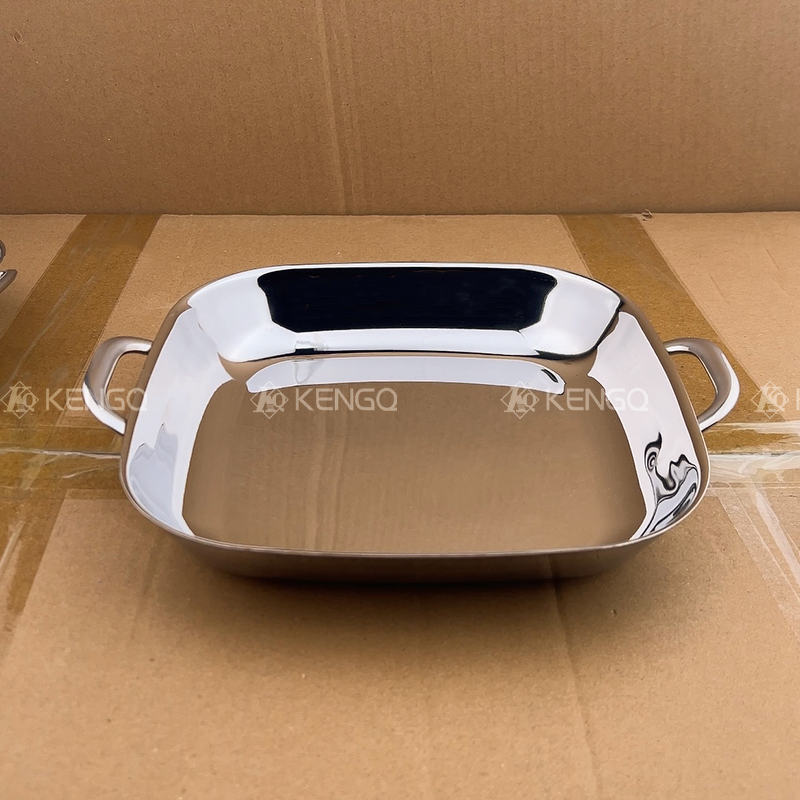 Snack Dishes Factory - OEM/ODM 304 Stainless Steel Tray Double Ear Square Serving Plates