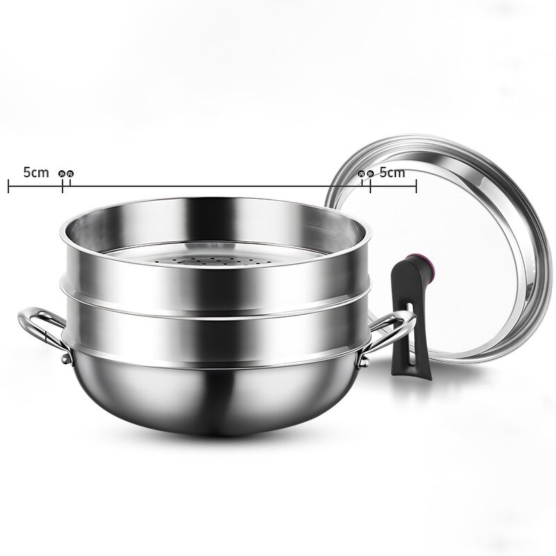 Wok Manufacturer - OEM/ODM 316 Stainless Steel 32/34cm Modern with Glass Cover