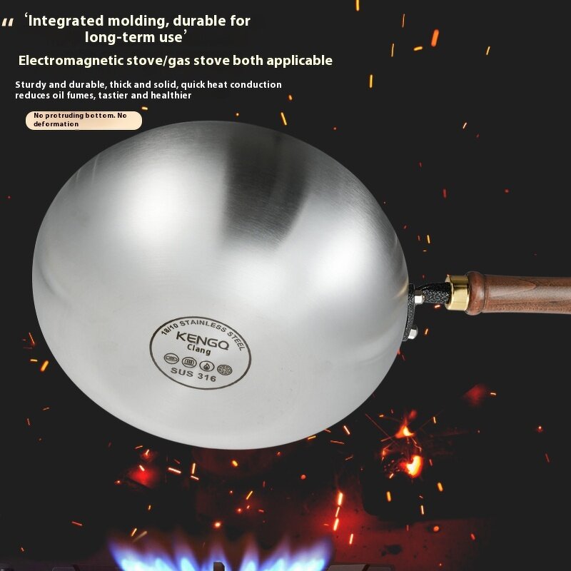 Belly Pot Manufacturer - OEM/ODM 316 Stainless Steel Chinese Style Non-Coated Non-Stick Wok