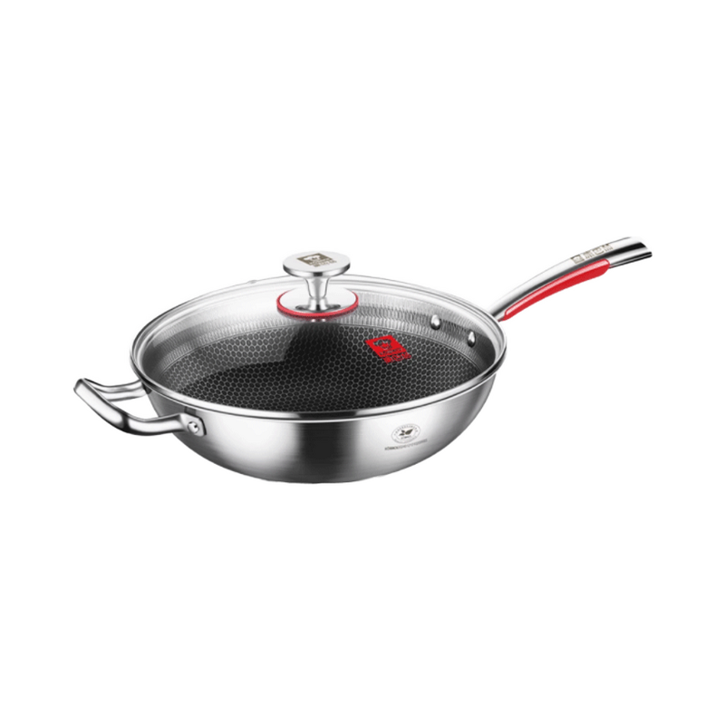 Wok Factory - OEM/ODM Wholesale 316 Stainless Steel 12.6 Inch Non Stick Honeycomb
