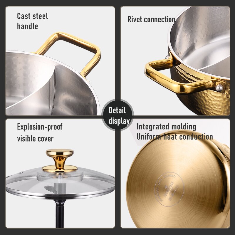 Hot Pot Factory - OEM/ODM Stainless Steel Hot Pot with Glass Lid Shabu Shabu Pot