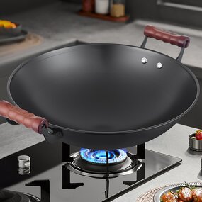 Frying Wok Factory - OEM/ODM Commercial Titanium Iron Wok 47cm with Steel Cover