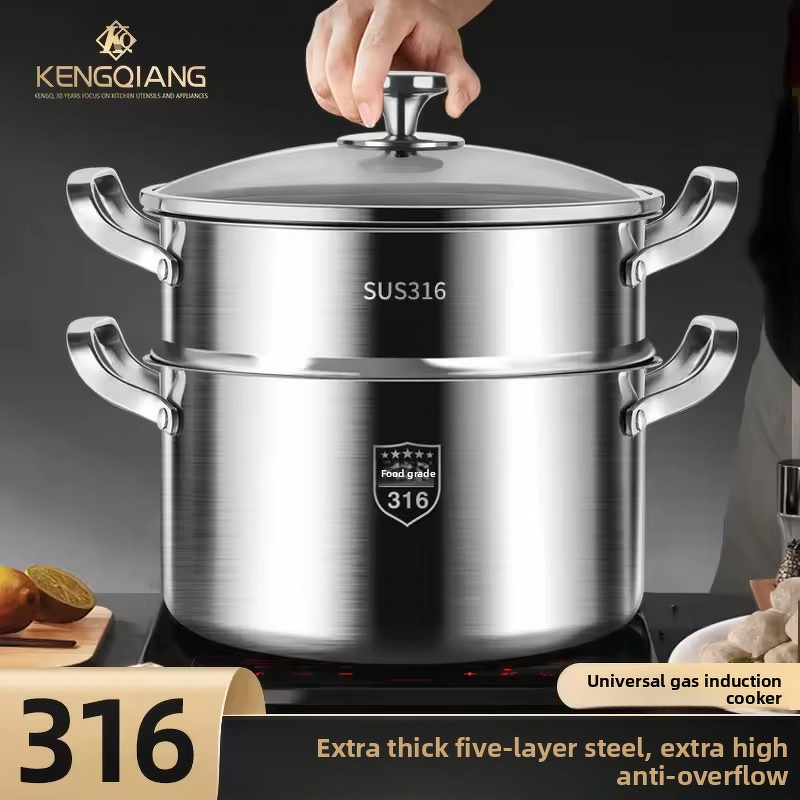 Soup Pot Set Manufacturer - OEM/ODM Stainless Steel 316 Multi-Size with Glass Cover for Family