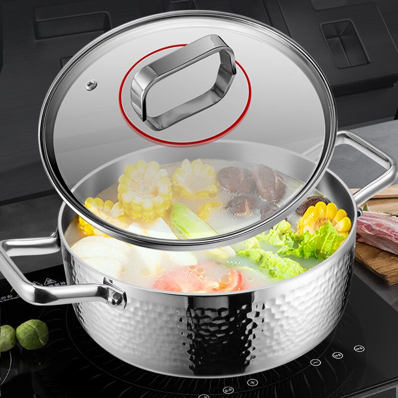 Soup Pot Factory - OEM/ODM European Hammer Pattern 316 Multi-functional Hot Pot for Gas