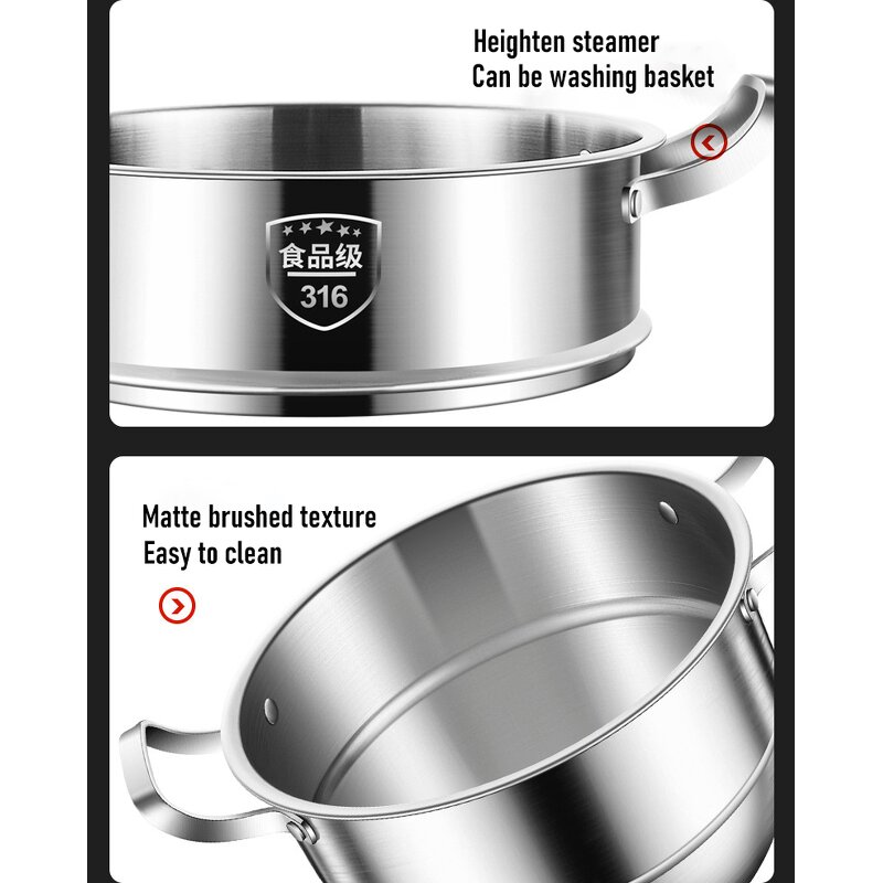 Steamer Set Manufacturer - OEM/ODM 316 Stainless Steel Cooking Set Vegetable Tier Steamers