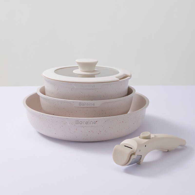 Cookware Set Manufacturer - OEM/ODM 3 Pcs Die Cast Nonstick Set with Glass Lid