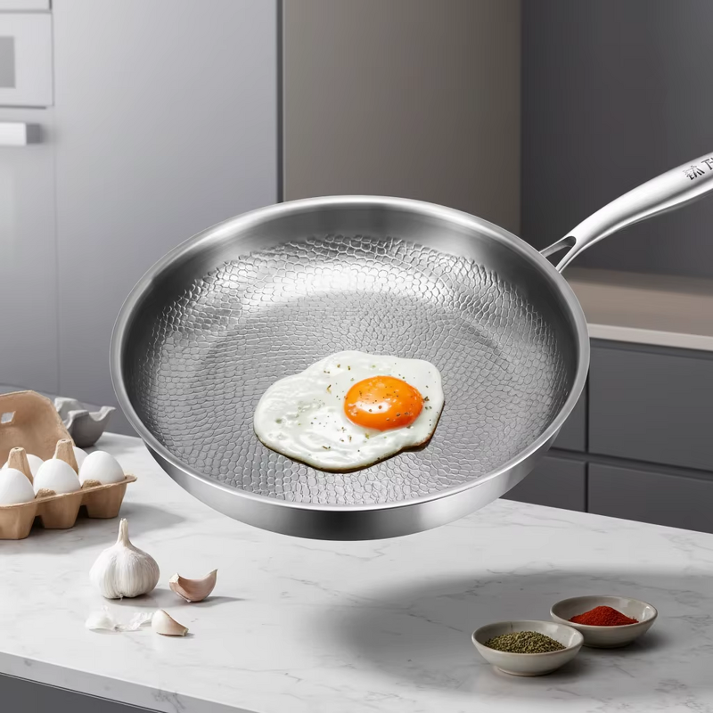Titanium Pan Manufacturer - OEM/ODM Pure Titanium Hammered Non-stick Skillet for Induction