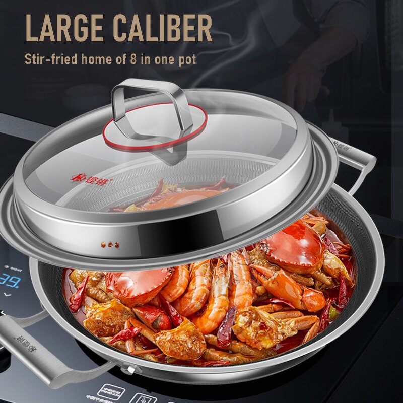 Wok Factory - OEM/ODM Two Ears Honeycomb Non-stick 40cm Wok Frying Pan