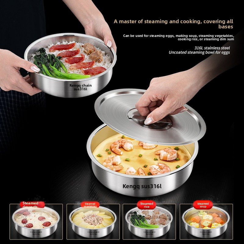 Kitchen Utensil Factory - OEM/ODM 316 Stainless Steel Food Steaming Bowl for Bakery Salad