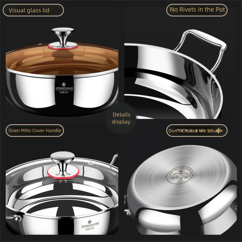 Stock Pot Factory - OEM/ODM 24cm Stainless Steel Large with Glass Lid Double Handle