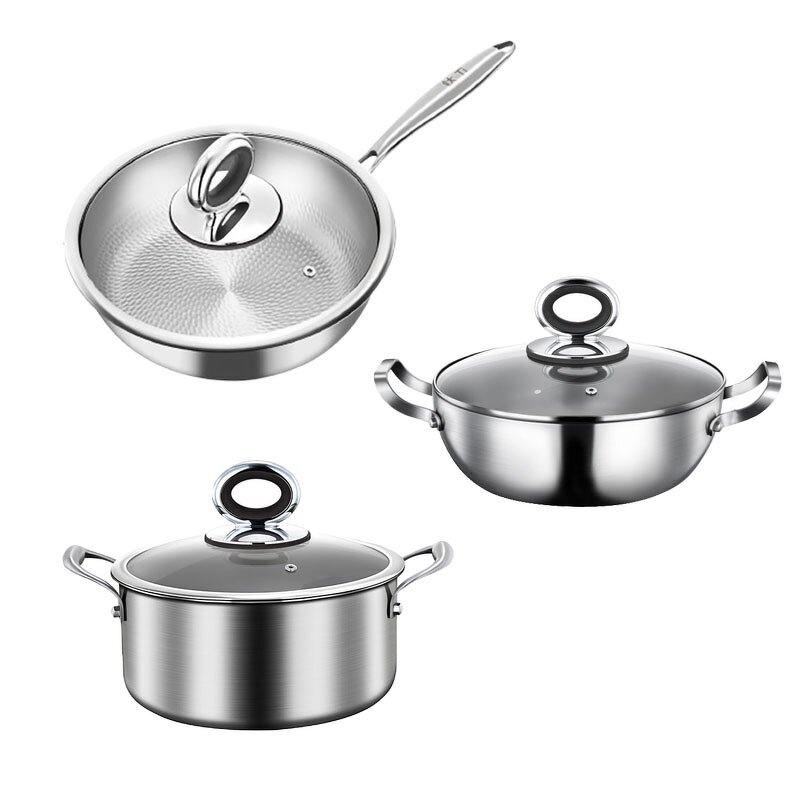 Cookware Set Manufacturer - OEM/ODM Stainless Steel Hammer Pattern Snow Pan Non-Stick
