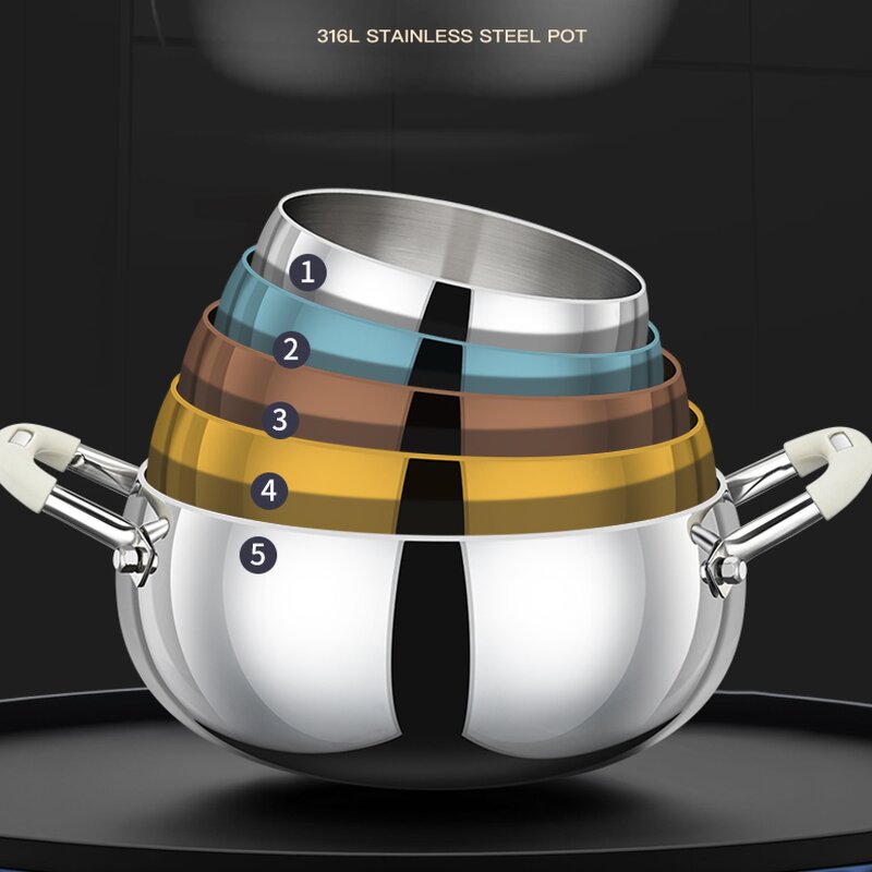 Soup Pot Manufacturer - OEM/ODM 4.5L 316 Stainless Steel Non-stick Cooking Pot Set