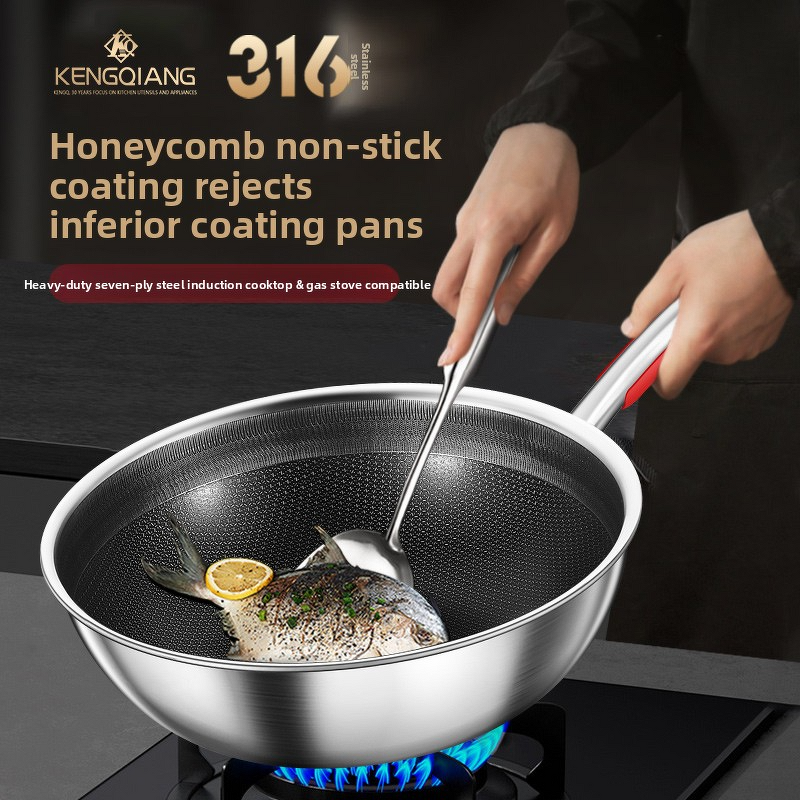 Frying Pan Factory - OEM/ODM 316 Stainless Steel Household Non-stick Cooking Skillet