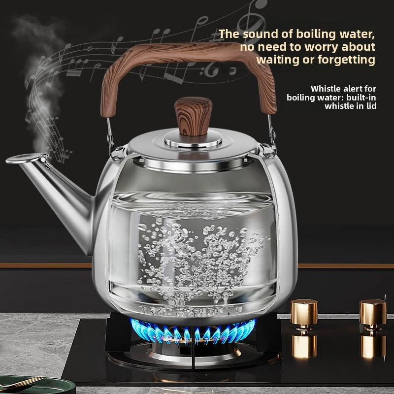 Water Kettle Factory - OEM/ODM Large Capacity 316 Stainless Steel Wood Handle Whistling
