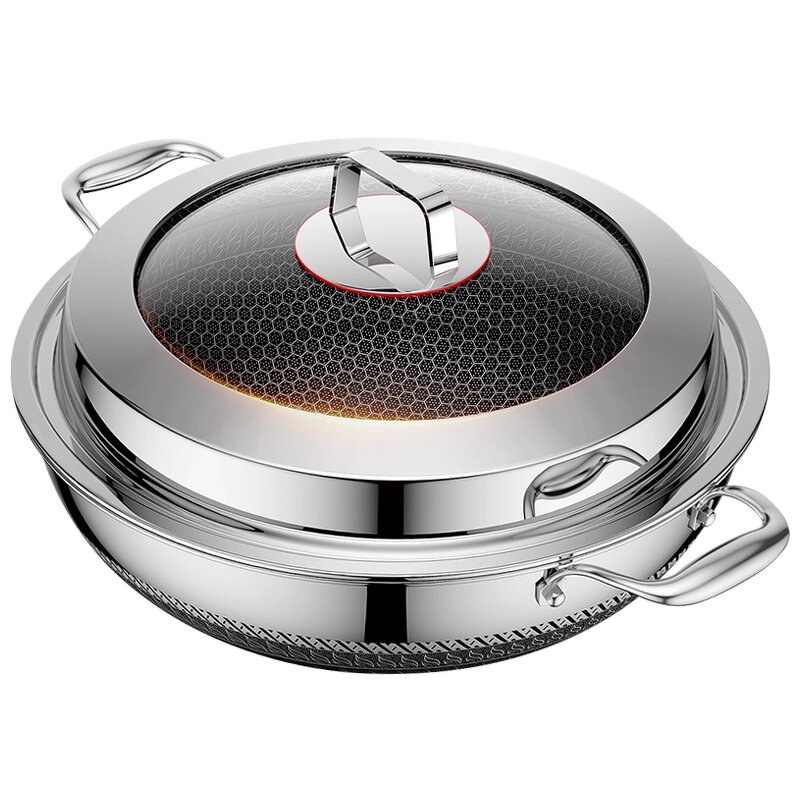 Wok Manufacturer - OEM/ODM Best Selling Double-ear 316 Honeycomb Non Stick for Induction