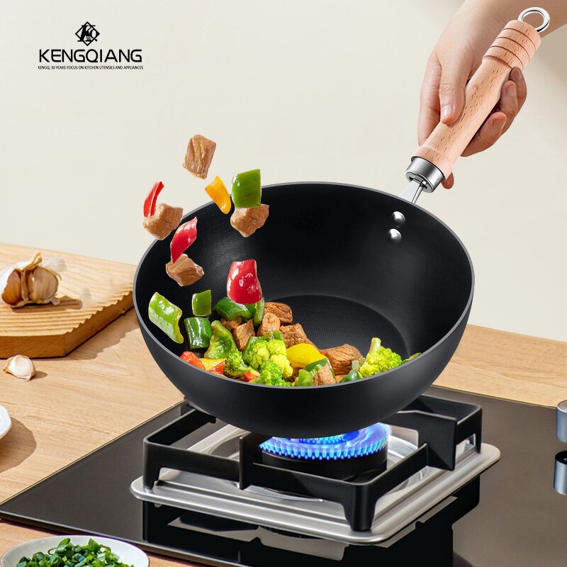 Wok Manufacturer - OEM/ODM Household Small Cast Iron Non-Stick Thickened Deep Fryer