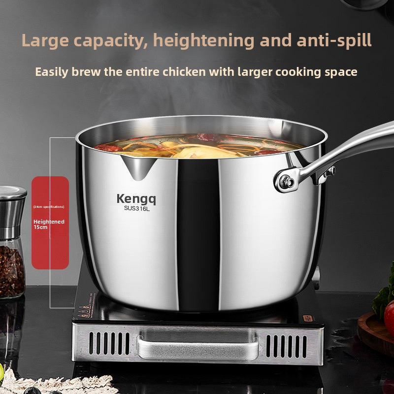 Soup Pot Factory - OEM/ODM Household 316 Stainless Steel Depth Pot Non-stick Lid