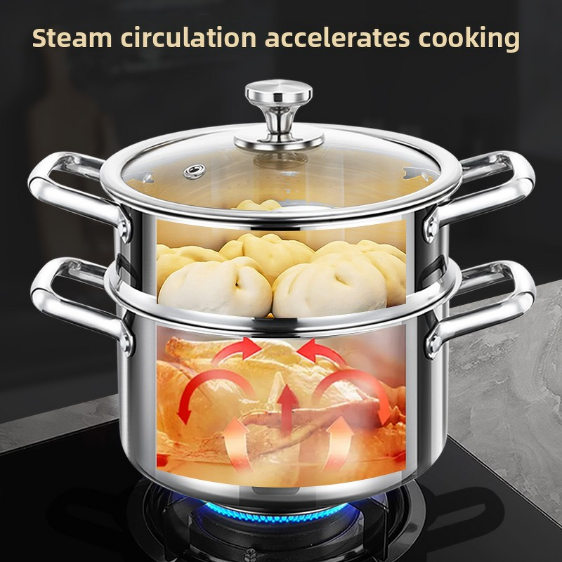 Stock Pot Manufacturer - OEM/ODM 316 Stainless Steel Double Bottom Soup Pot for Induction