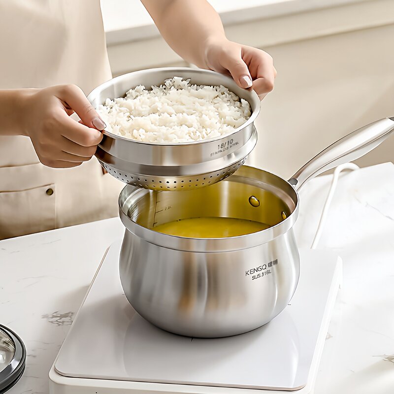 Soup Pot Factory - OEM/ODM 316 Stainless Steel Anti-Scald Glass Lid for Coffee Butter