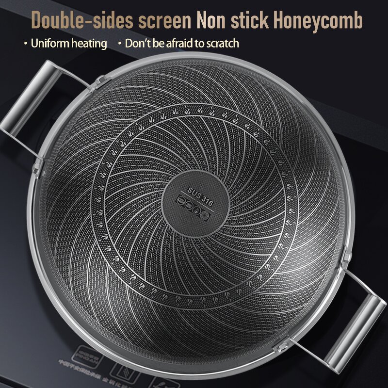 Wok Factory - OEM/ODM Two Ears Honeycomb Non-stick 40cm Wok Frying Pan