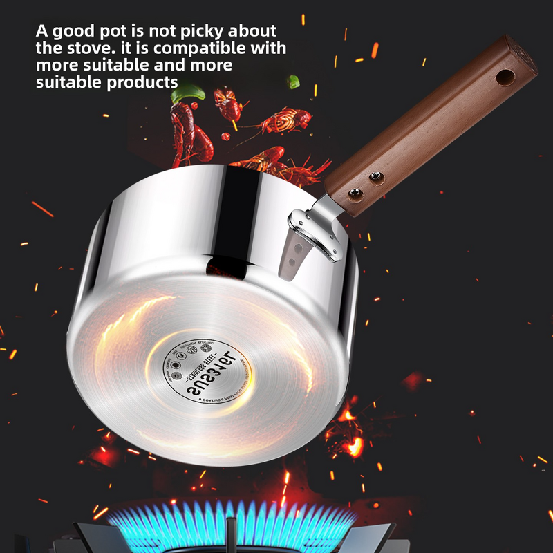 Milk Boiler Pot Manufacturer - OEM/ODM 316 Stainless Steel Snow Pan Wood Handle