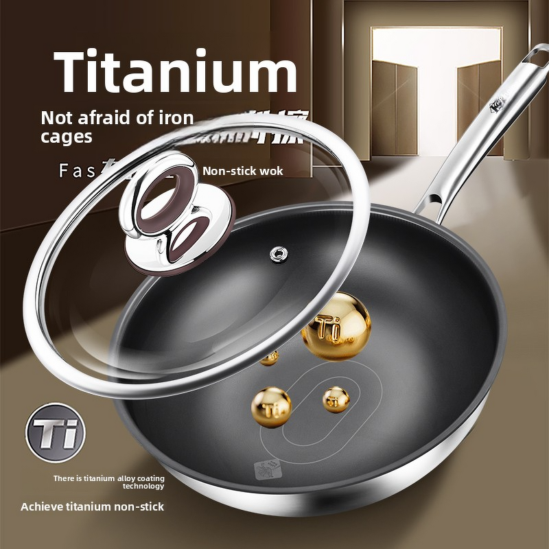 Cooking Pan Manufacturer - OEM/ODM Non-stick Titanium Frying Wok for Household Gas Induction
