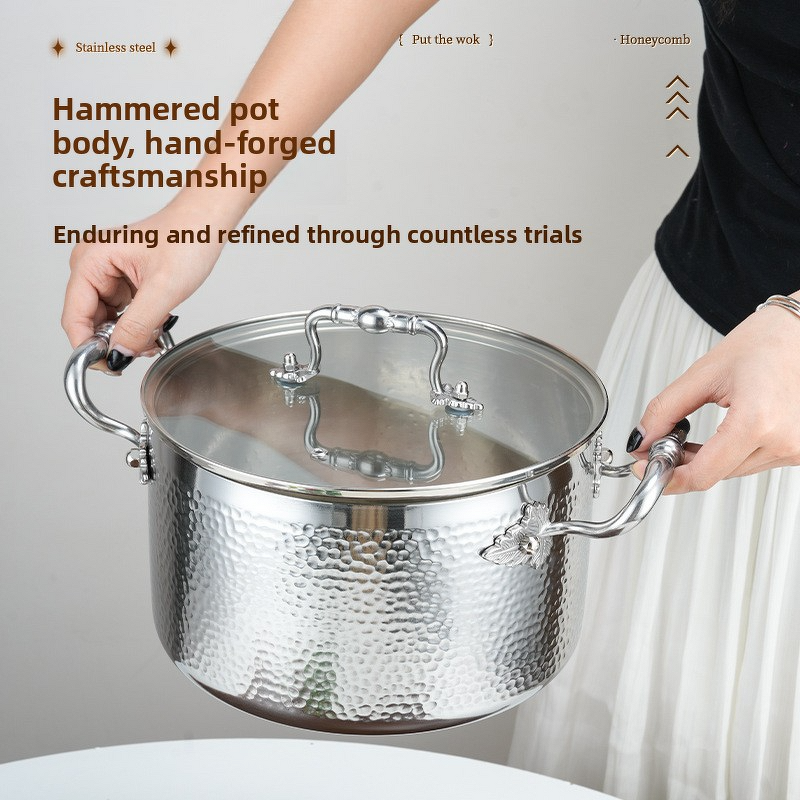 Soup Pot Set Manufacturer - OEM/ODM Hammer Pattern 316 Stainless Steel Stock Pot