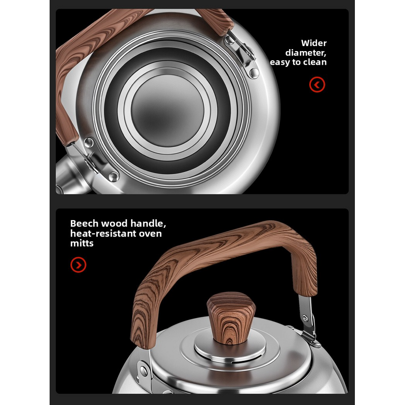 Water Kettle Manufacturer - OEM/ODM 316 Stainless Steel Wood Handle Whistling for Induction