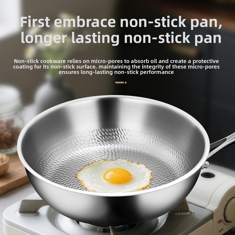 Frying Pan Manufacturer - OEM/ODM 316 Stainless Steel Modern Hammer Pattern with Glass Cover