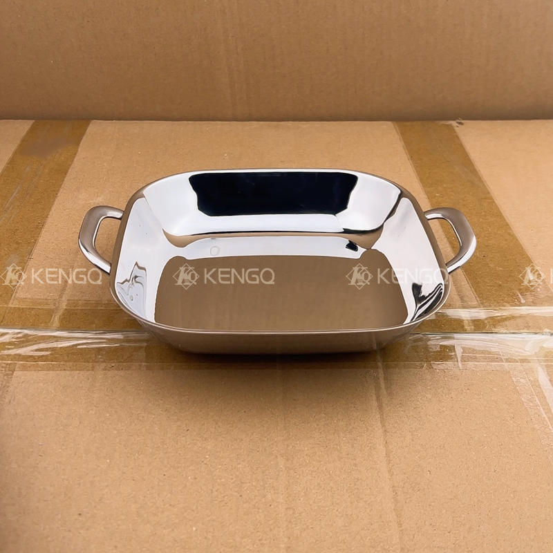 Snack Dishes Factory - OEM/ODM 304 Stainless Steel Tray Double Ear Square Serving Plates