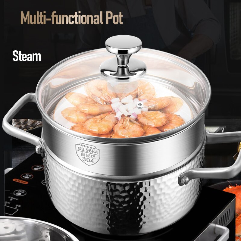 Soup Pot Factory - OEM/ODM European Hammer Pattern 316 Multi-functional Hot Pot for Gas