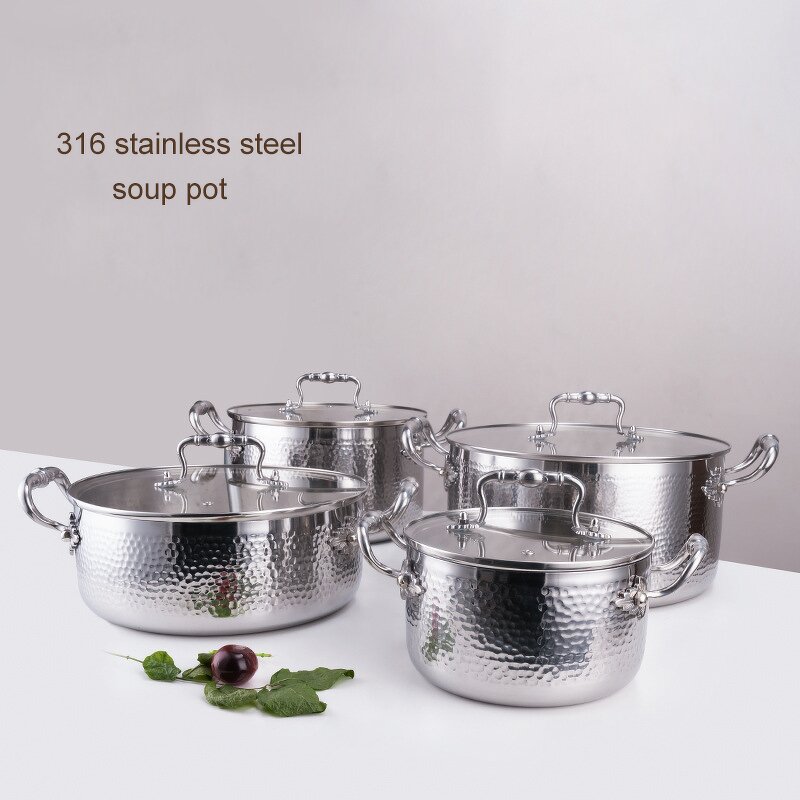 Soup Pot Set Manufacturer - OEM/ODM Hammer Pattern 316 Stainless Steel Stock Pot