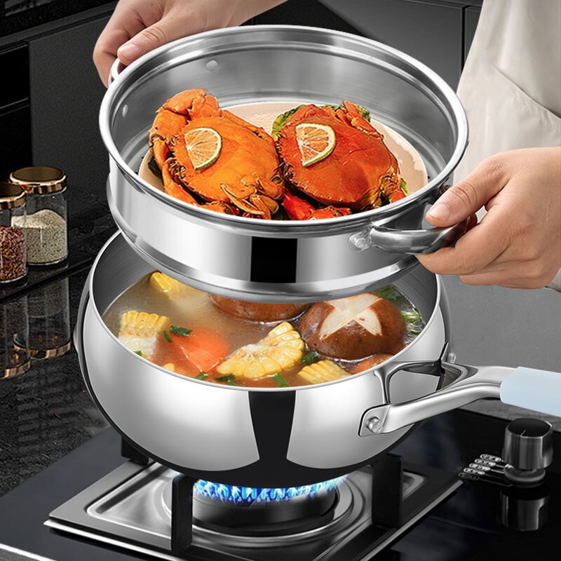 Stock Pot Factory - OEM/ODM Stainless Steel High Quality Cooking Pan with Lid for Kitchen