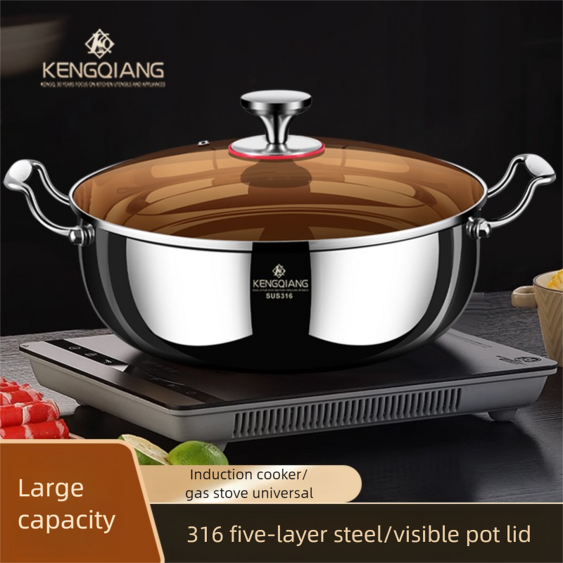 Stock Pot Factory - OEM/ODM 24cm Stainless Steel Large with Glass Lid Double Handle