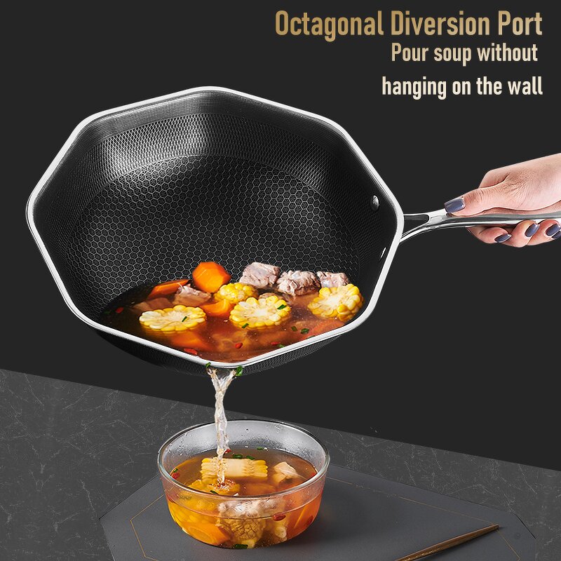 Wok Factory - OEM/ODM Hot Sale Octagonal Stainless Steel Honeycomb Pot