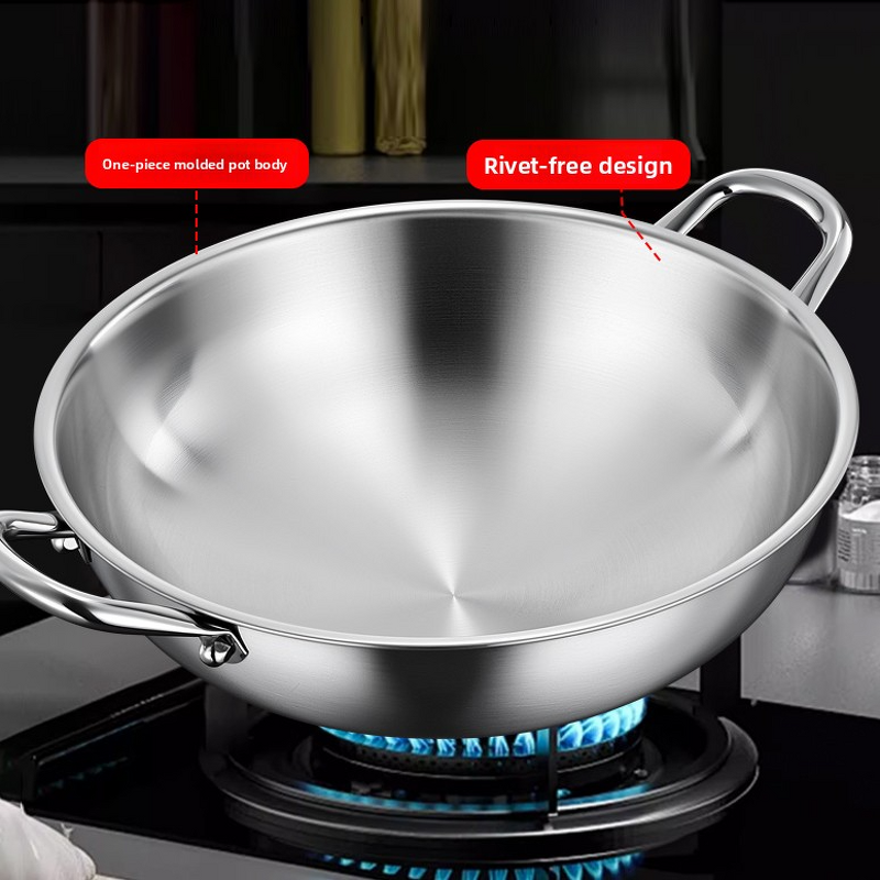 Wok Manufacturer - OEM/ODM 316 Stainless Steel 32/34cm Modern with Glass Cover