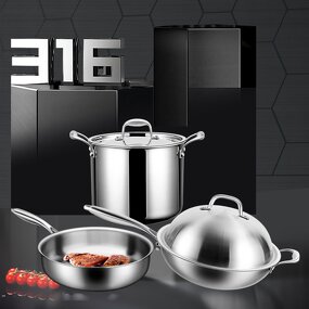 Cookware Set Factory - OEM/ODM 316 Stainless Steel Wok Snow Pan Soup Pot