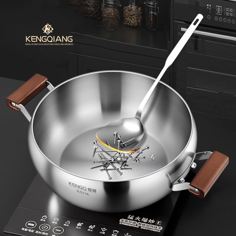 Frying Wok Manufacturer - OEM/ODM Double Ears Non Stick Wok with Glass Cover