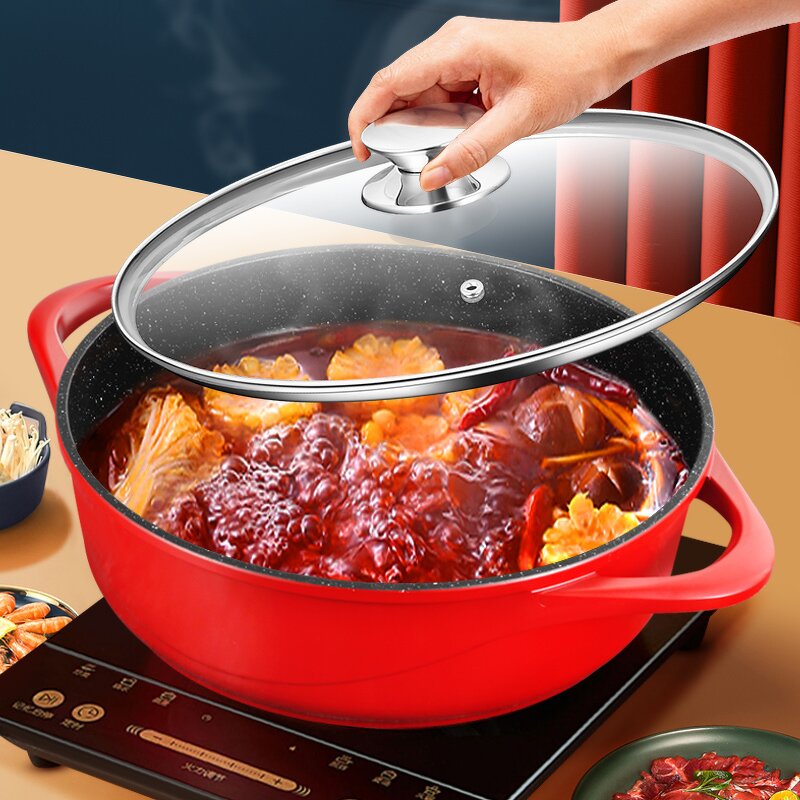 Hot Pot Manufacturer - OEM/ODM Red Maifan Stone Non Stick Hot Pot Mandarin Duck Pot