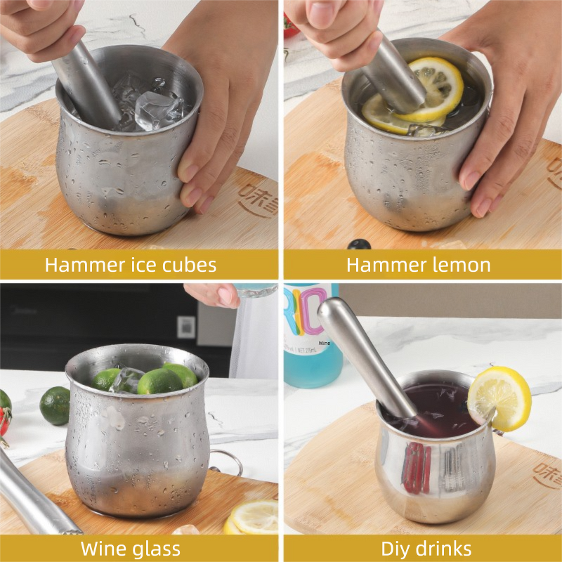 Kitchen Tools Set Manufacturer - OEM/ODM Stainless Steel Rounded Mortal Pestle Spices Grinder