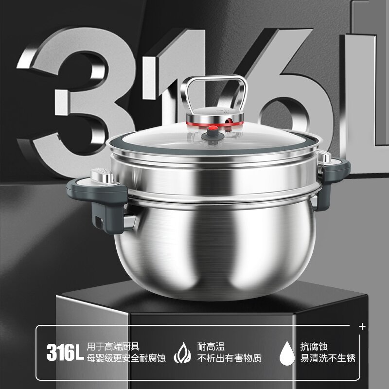 Soup Pot Factory - OEM/ODM Luxury Large Capacity Micro-Pressure Stainless Steel for Gas