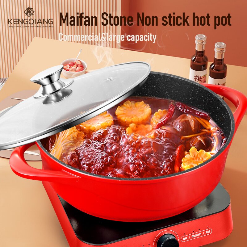 Hot Pot Manufacturer - OEM/ODM Red Maifan Stone Non Stick Hot Pot Mandarin Duck Pot