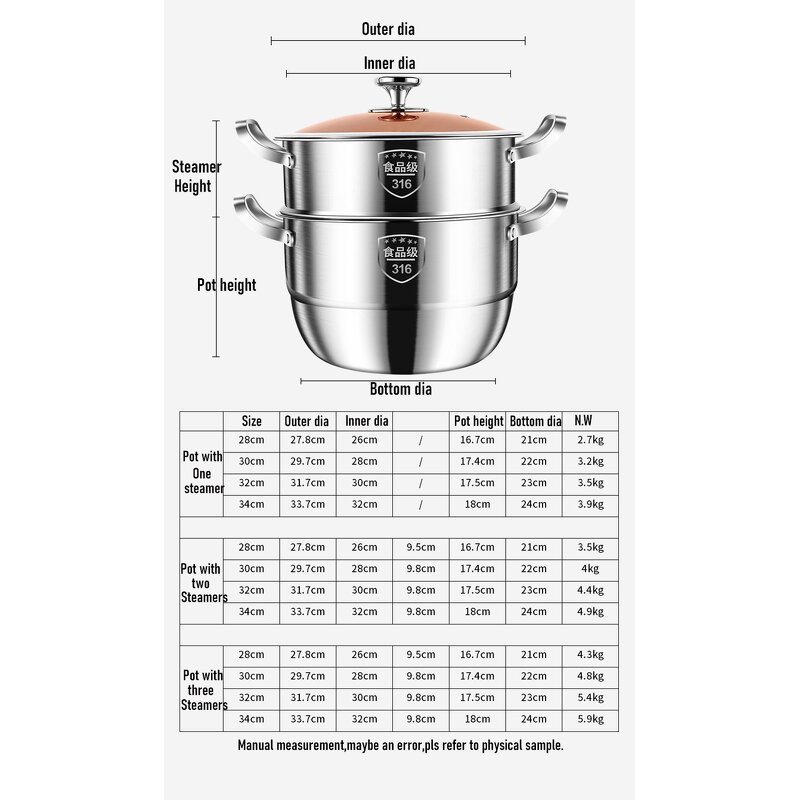 Steamer Set Manufacturer - OEM/ODM 316 Stainless Steel Cooking Set Vegetable Tier Steamers