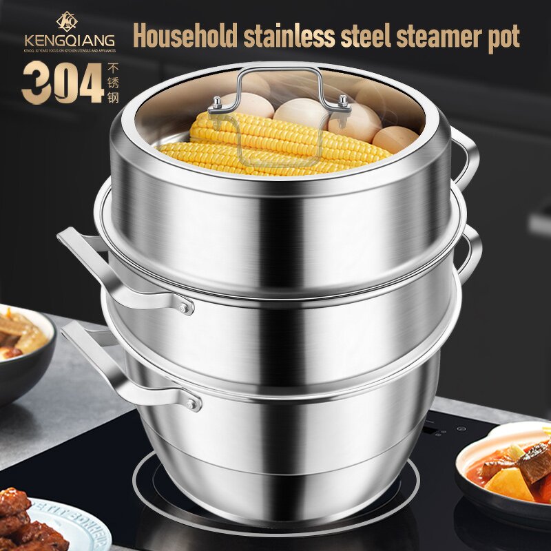 Cookware Set Factory - OEM/ODM Factory Direct Stainless Steel 3 Layers Steamer Pot