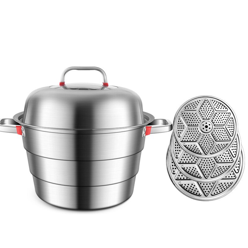 Kitchen Pot Manufacturer - OEM/ODM High Quality Stainless Steel Steamer Three-Layer with Lid