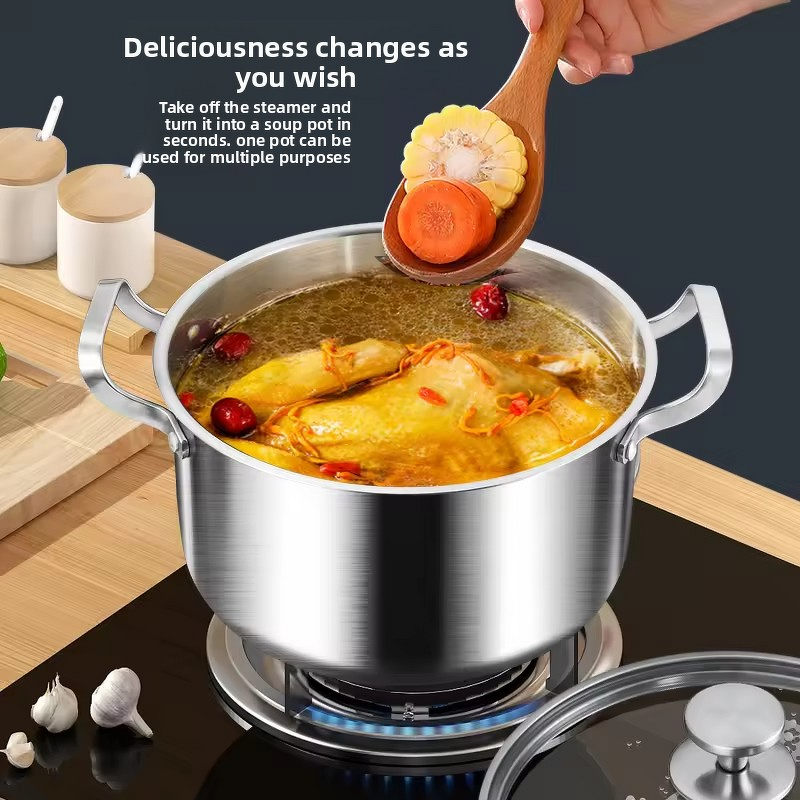 Soup Pot Set Manufacturer - OEM/ODM Stainless Steel 316 Multi-Size with Glass Cover for Family
