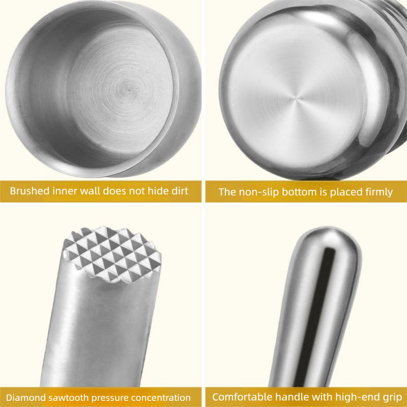 Kitchen Tools Set Manufacturer - OEM/ODM Stainless Steel Rounded Mortal Pestle Spices Grinder