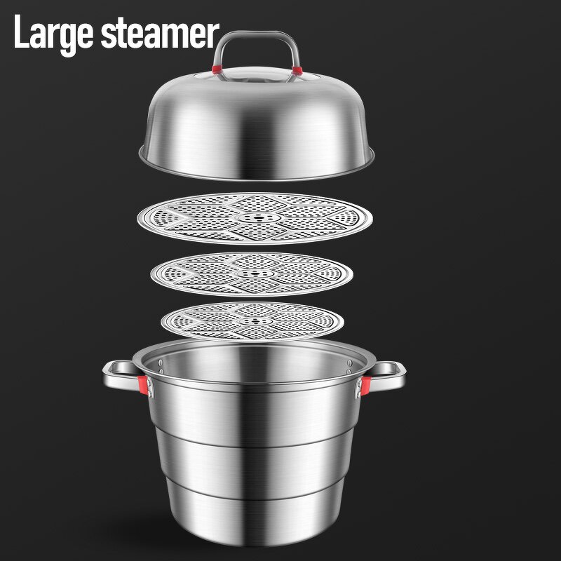 Kitchen Pot Manufacturer - OEM/ODM High Quality Stainless Steel Steamer Three-Layer with Lid