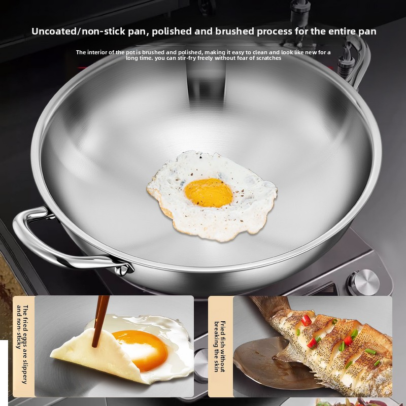 Wok Manufacturer - OEM/ODM 316 Stainless Steel 32/34cm Modern with Glass Cover